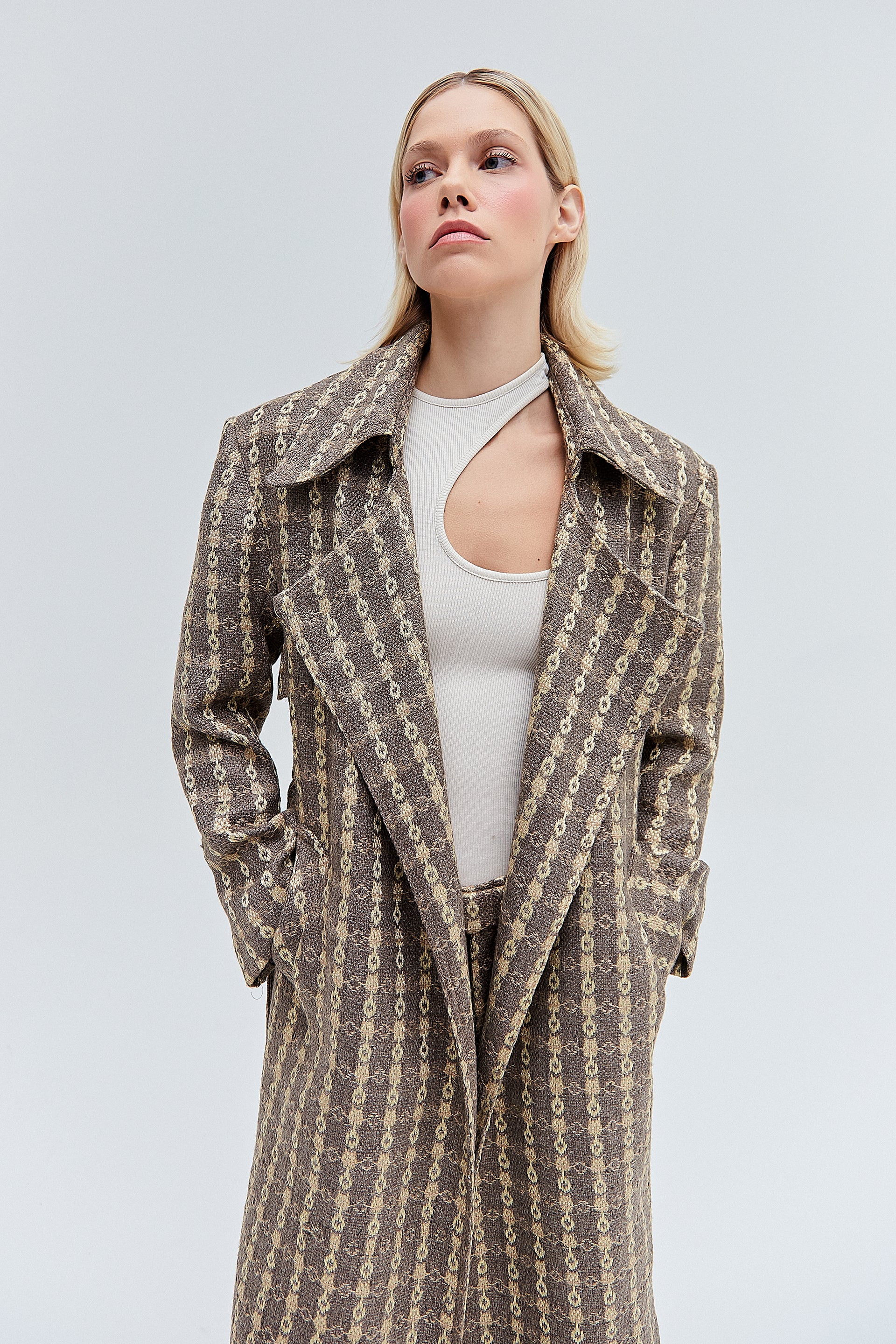 TRENCH COAT TWEED TRICOT CINZA – TIG STORE
