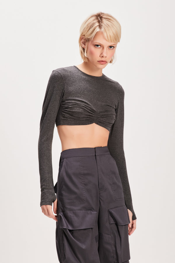 BLUSA CROPPED MALHA CINZA (8080365715683)