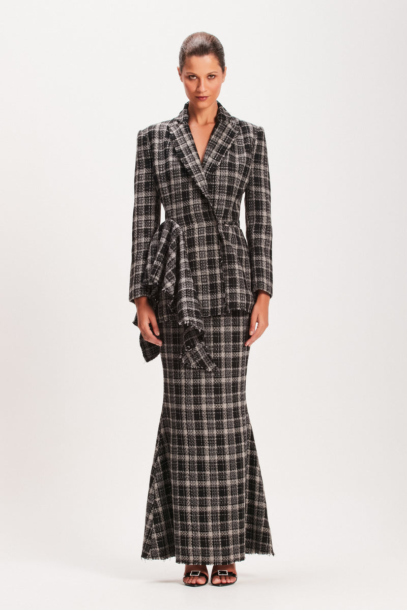 SAIA LONGA TWEED CINZA E PRETO (8080367976675)