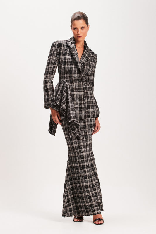 SAIA LONGA TWEED CINZA E PRETO (8080367976675)