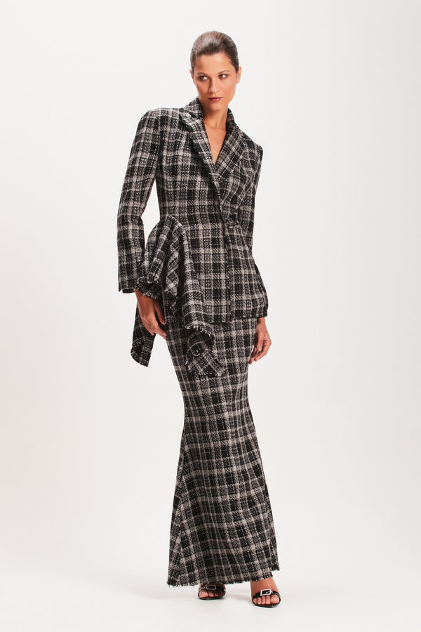 SAIA LONGA TWEED CINZA E PRETO (8080367976675)