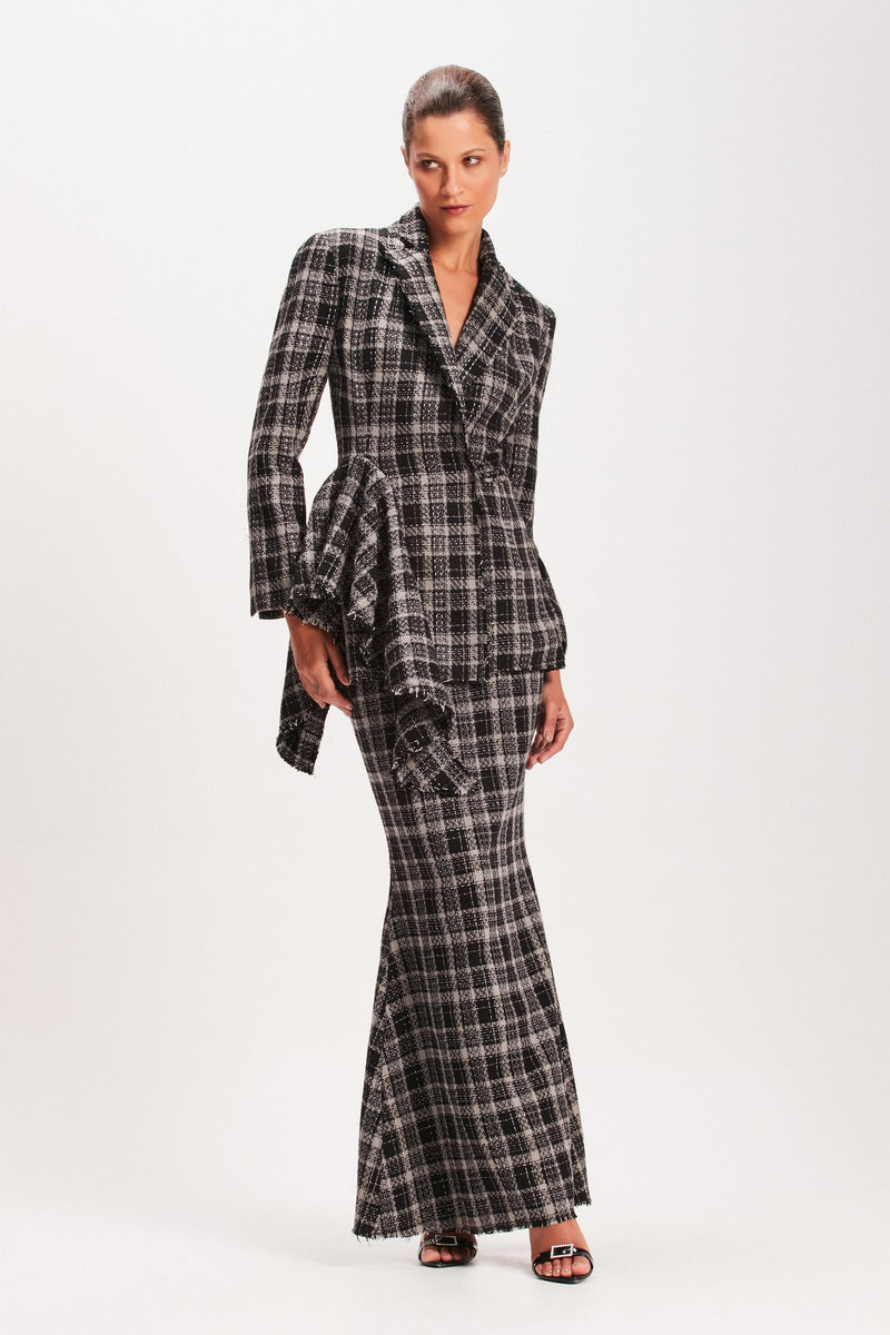 SAIA LONGA TWEED CINZA E PRETO (8080367976675)