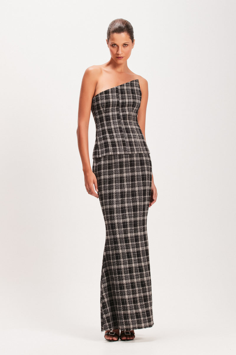 SAIA LONGA TWEED CINZA E PRETO (8080367976675)
