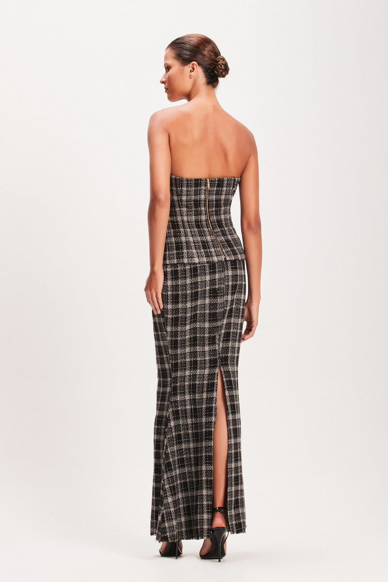 SAIA LONGA TWEED CINZA E PRETO (8080367976675)
