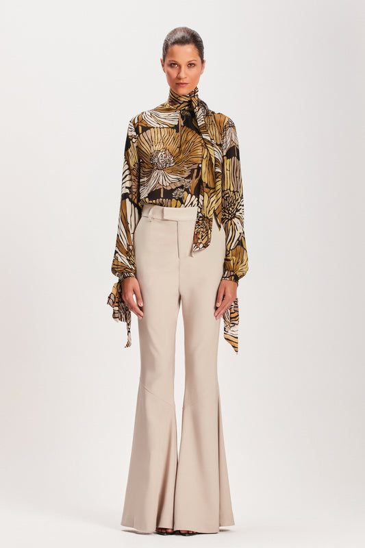 CAMISA LAÇO FLORAL ESTAMPA MARROM (8080367223011)