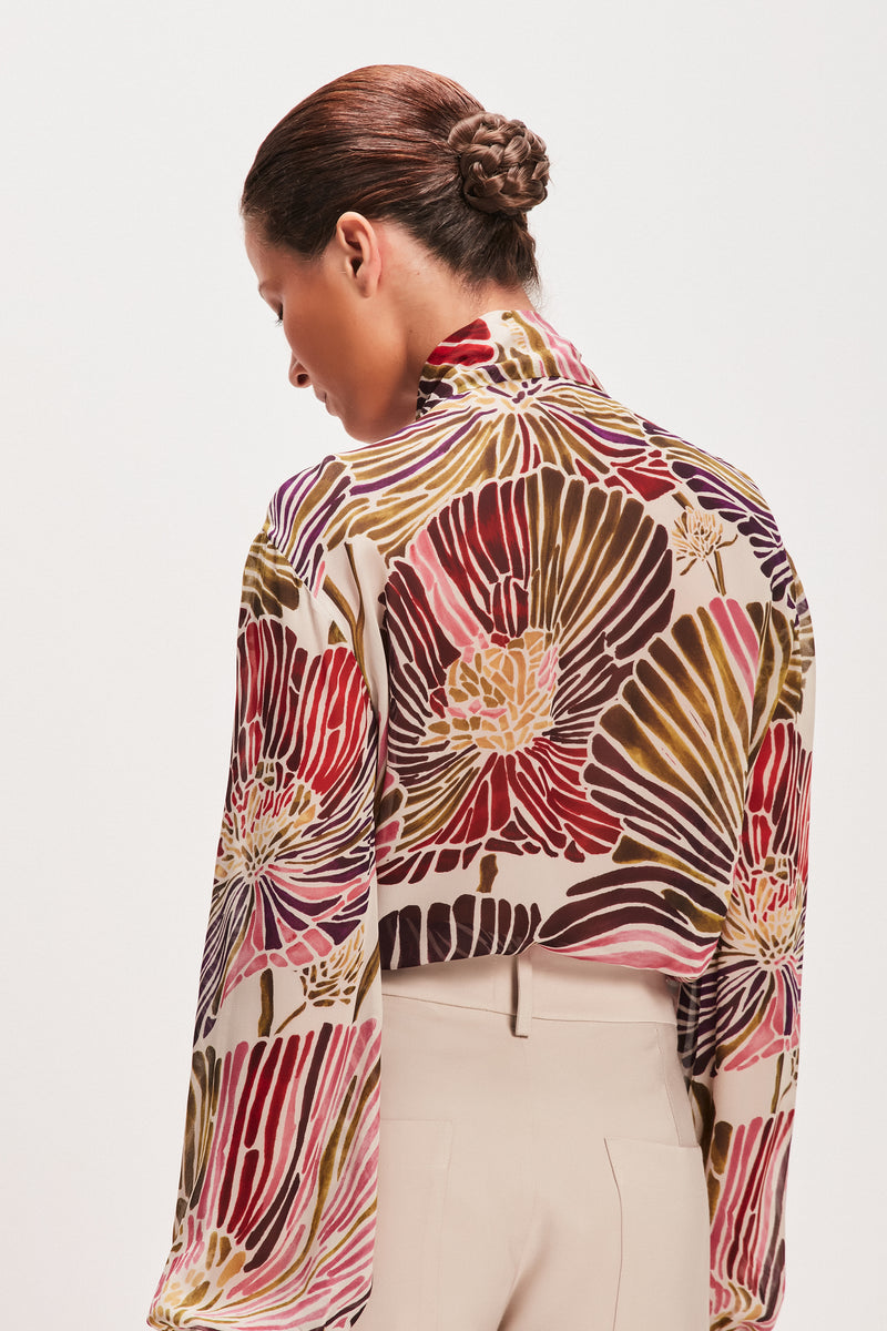 CAMISA LAÇO FLORAL ESTAMPA ROSA (8080367255779)