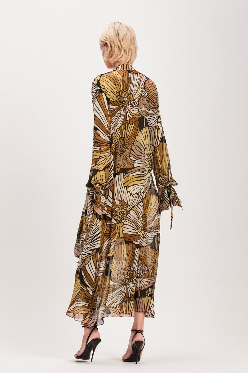 VESTIDO LAÇO FLORAL ESTAMPA MARROM (8080368763107)