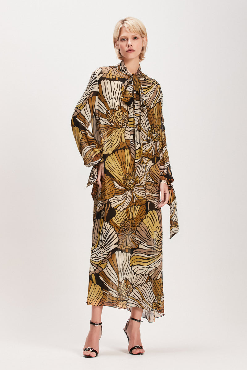 VESTIDO LAÇO FLORAL ESTAMPA MARROM (8080368763107)