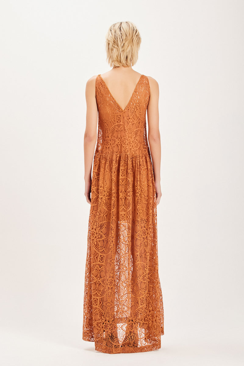 VESTIDO REGATA LONGO RENDA OCRE (8099001270499)