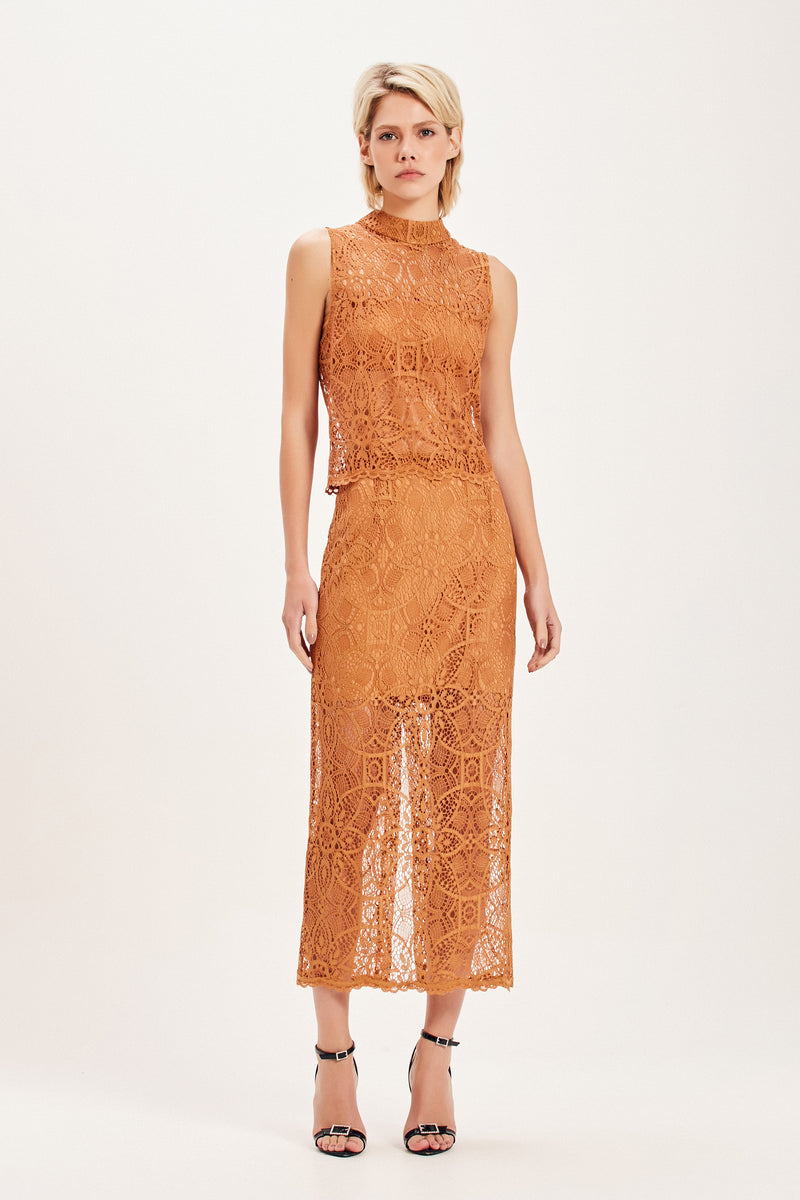 SAIA MIDI RENDA OCRE (8099000516835)