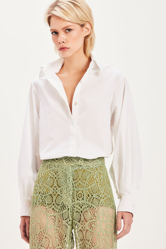 CAMISA TRICOLINE PREGAS MANGA OFF WHITE (8098999337187)