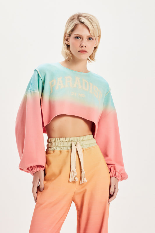 BLUSA CROPPED MOLETOM DEGRADE PARADISE (8098996814051)