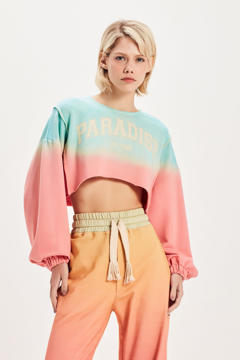 BLUSA CROPPED MOLETOM DEGRADE PARADISE (8098996814051)
