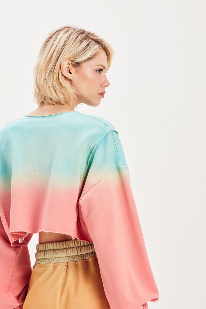 BLUSA CROPPED MOLETOM DEGRADE PARADISE (8098996814051)