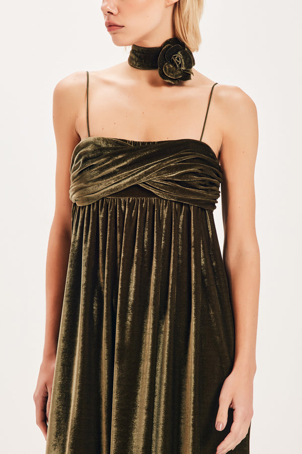 COLAR CAMÉLIA VELUDO VERDE (8098999566563)