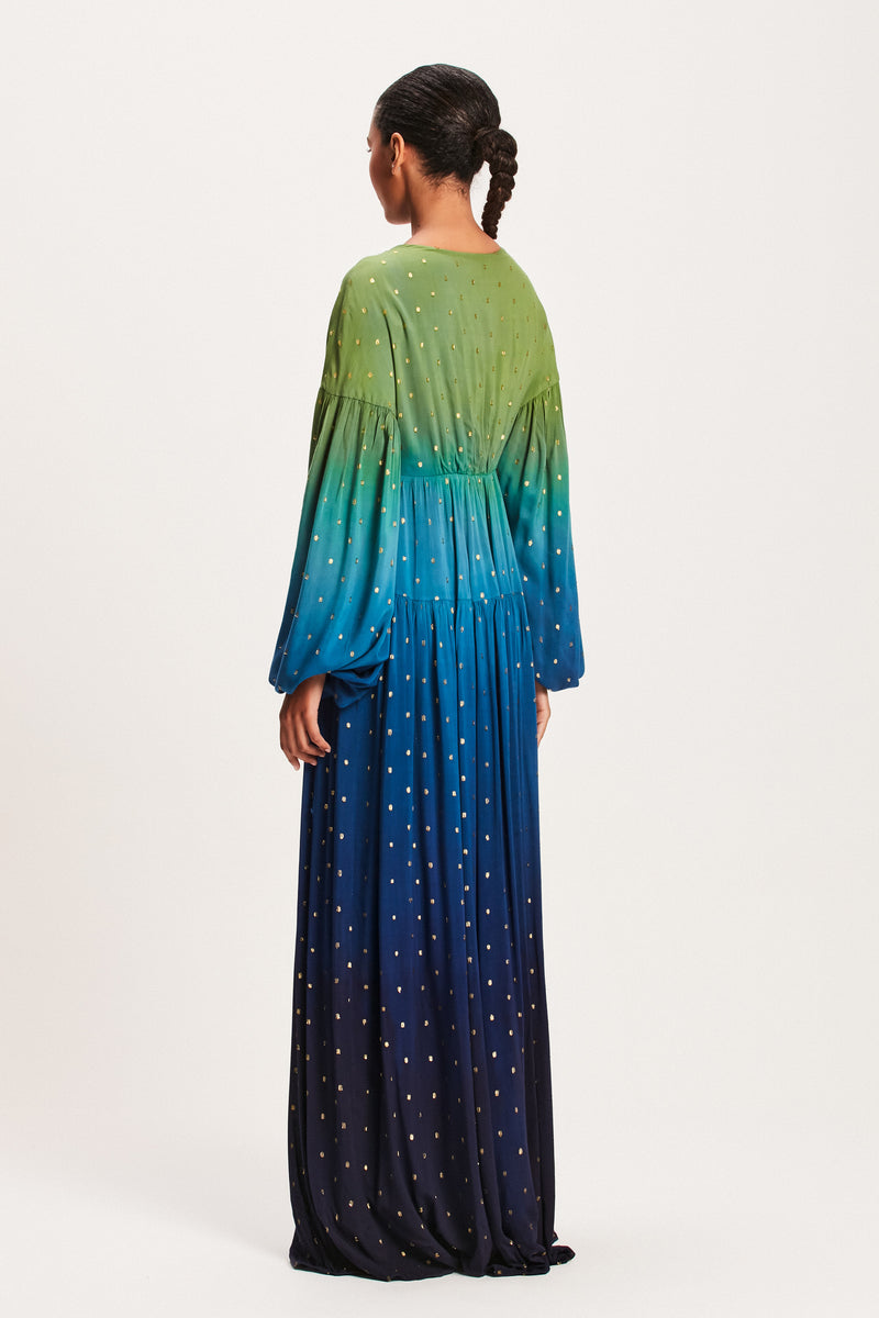 VESTIDO LONGO LUREX AZUL E VERDE TIE DYE (8112396108003)