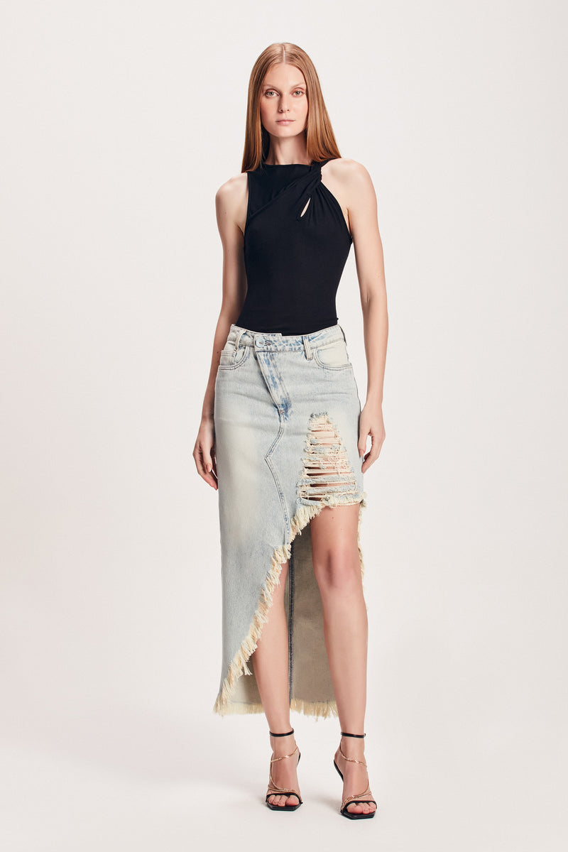 SAIA JEANS DESTROYED ASSIMÉTRICA (8112395321571)