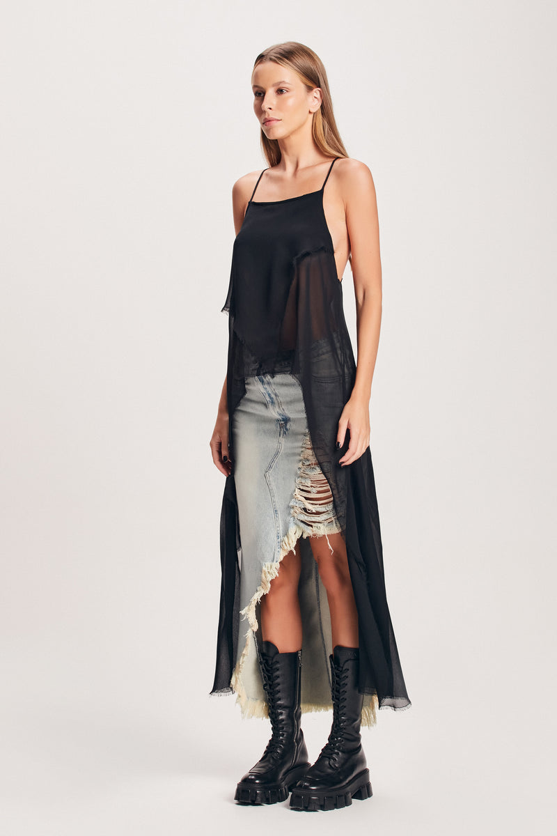 SAIA JEANS DESTROYED ASSIMÉTRICA (8112395321571)