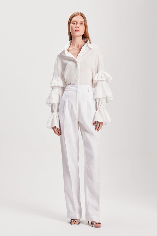 CALÇA LINHO PREGAS BRANCA (8127960187107)