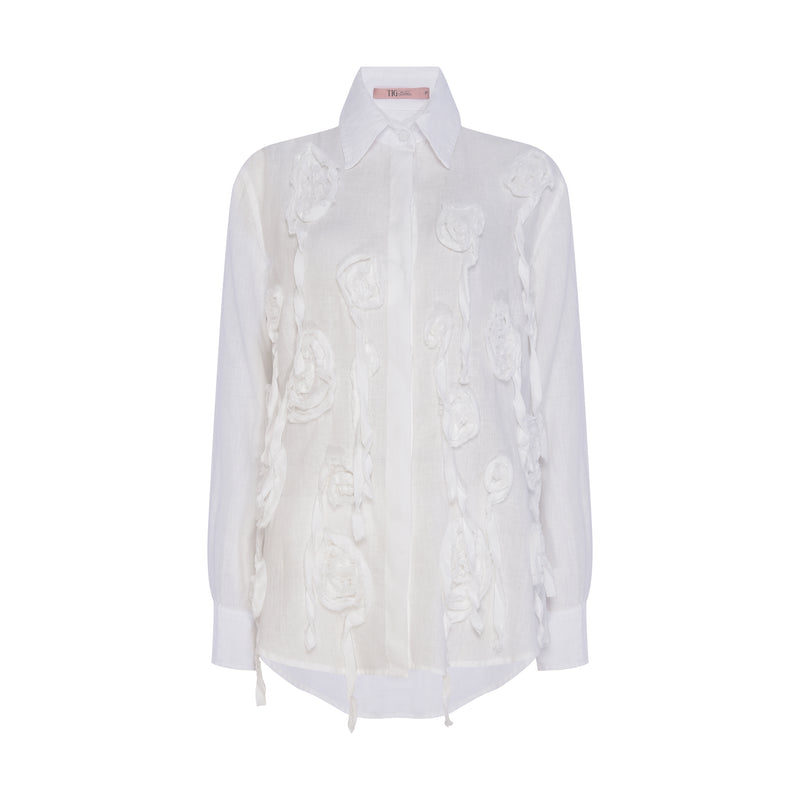 CAMISA LINHO FLORES APLICADAS OFF WHITE (8127961530595)