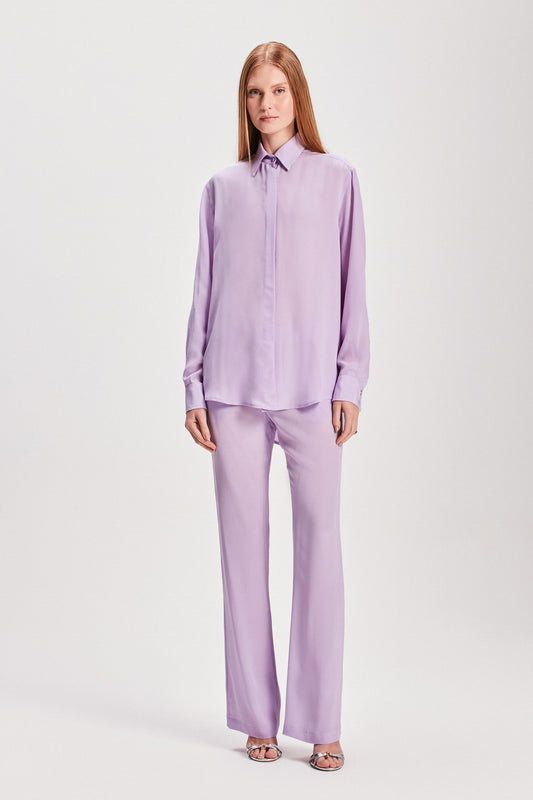 CALÇA RETA ELÁSTICO CINTURA SEDA LILÁS (8257061060835)