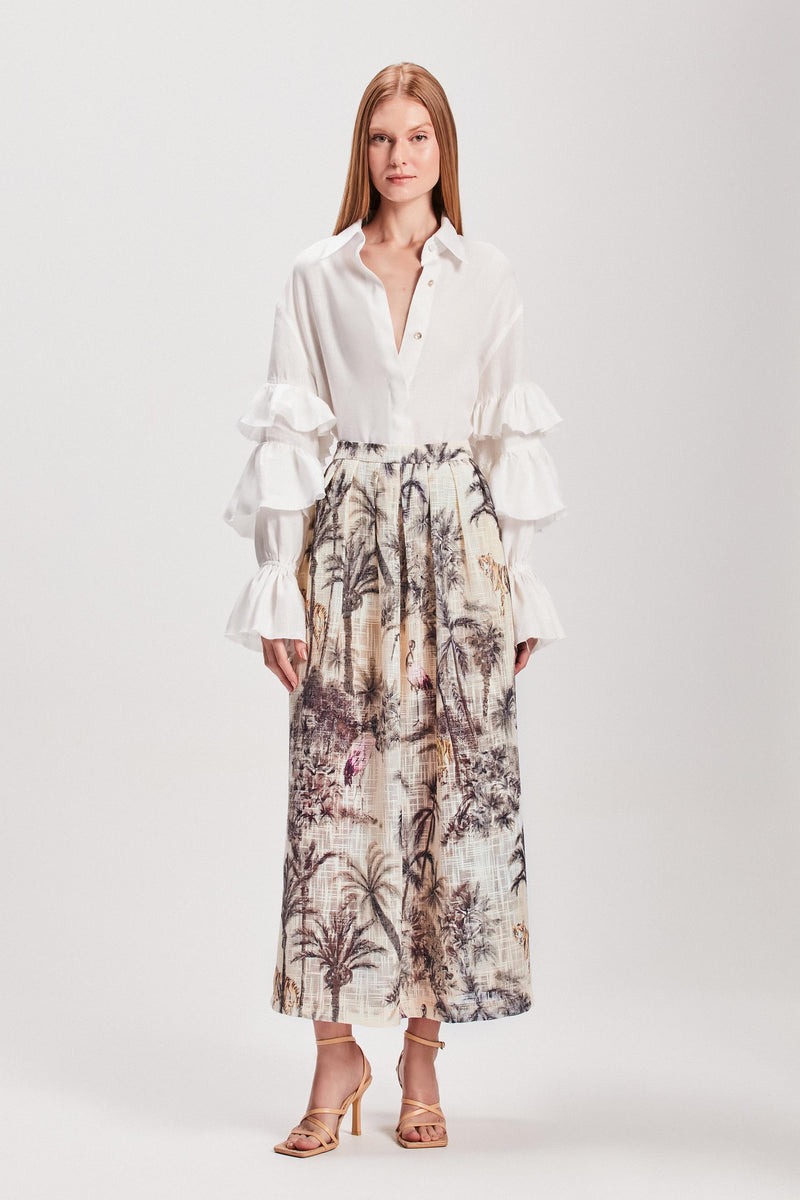 SAIA MIDI PREGAS LINHÃO ESTAMPA JUNGLE OFF WHITE (8127963791587)