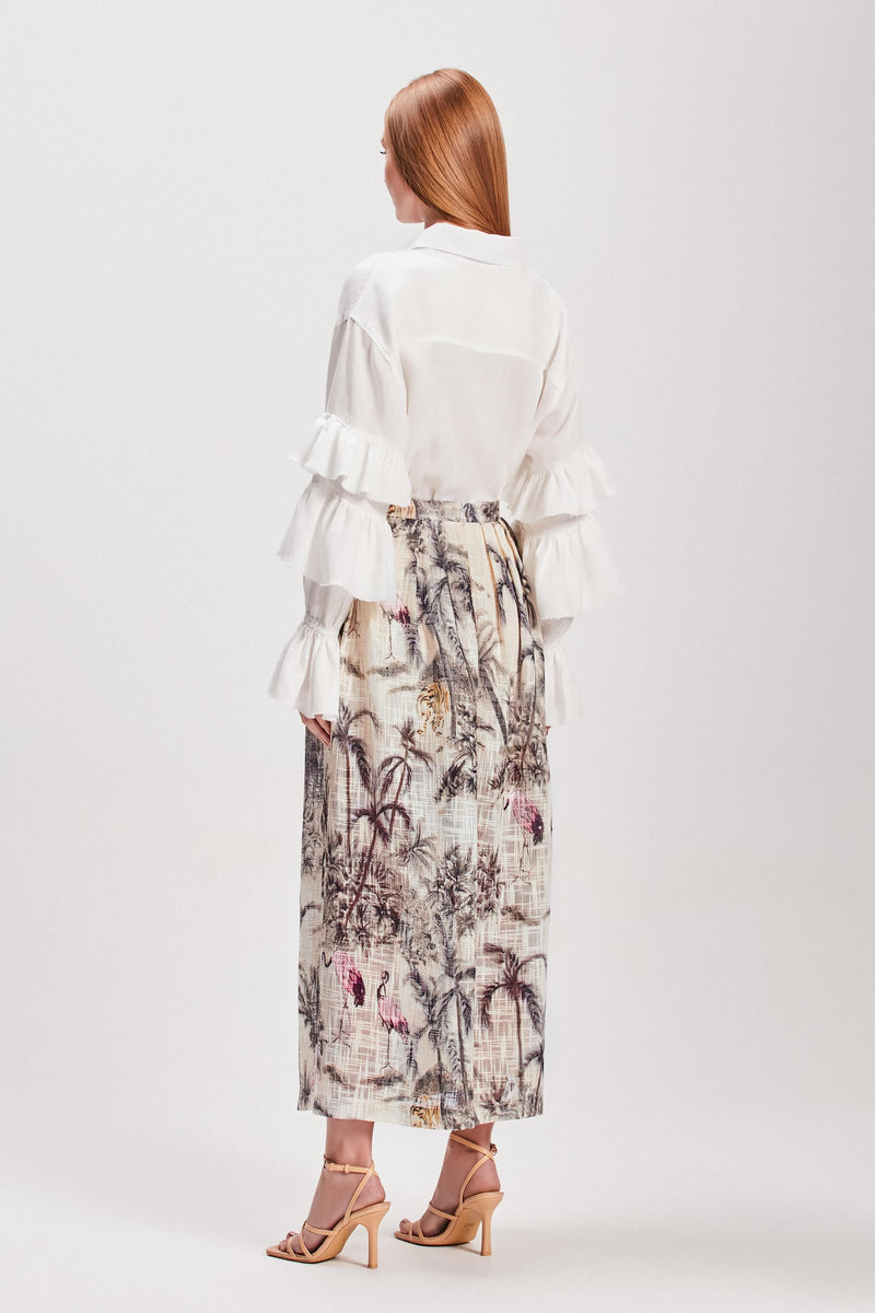 SAIA MIDI PREGAS LINHÃO ESTAMPA JUNGLE OFF WHITE (8127963791587)