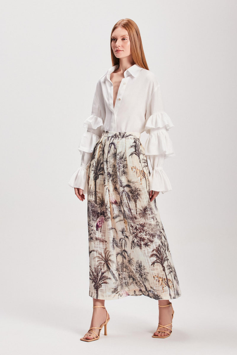 SAIA MIDI PREGAS LINHÃO ESTAMPA JUNGLE OFF WHITE (8127963791587)
