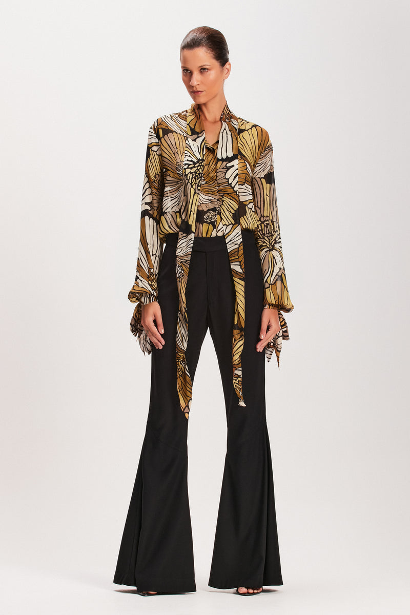 CAMISA LAÇO FLORAL ESTAMPA MARROM (8080367223011)