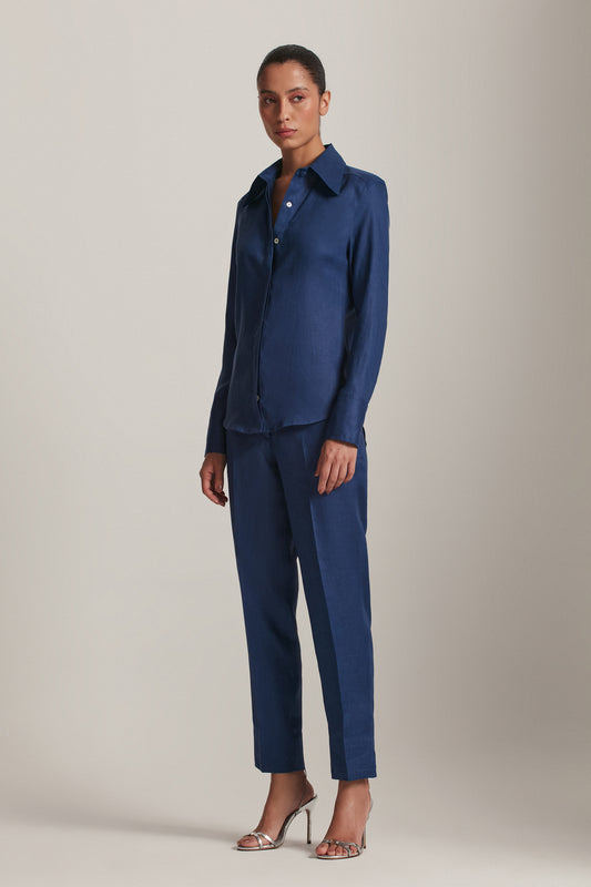 CAMISA ACINTURADA LINHO AZUL (8143808790755)