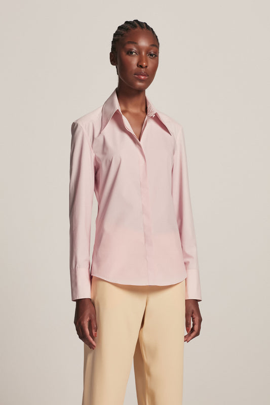 CAMISA ACINTURADA TRICOLINE ROSA (8157845422307)