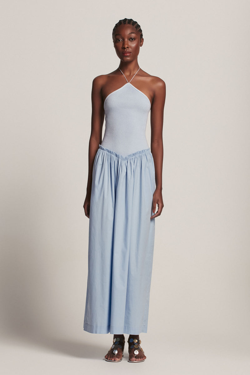 VESTIDO FRENTE ÚNICA TRICOT SAIA TRICOLINE AZUL (8157847159011)