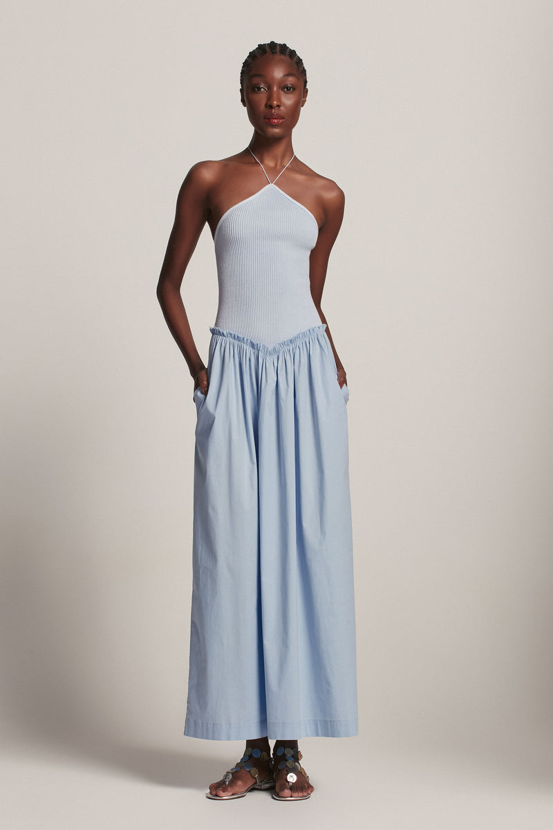 VESTIDO FRENTE ÚNICA TRICOT SAIA TRICOLINE AZUL (8157847159011)