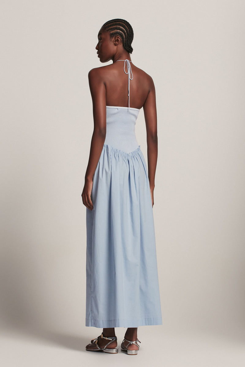 VESTIDO FRENTE ÚNICA TRICOT SAIA TRICOLINE AZUL (8157847159011)