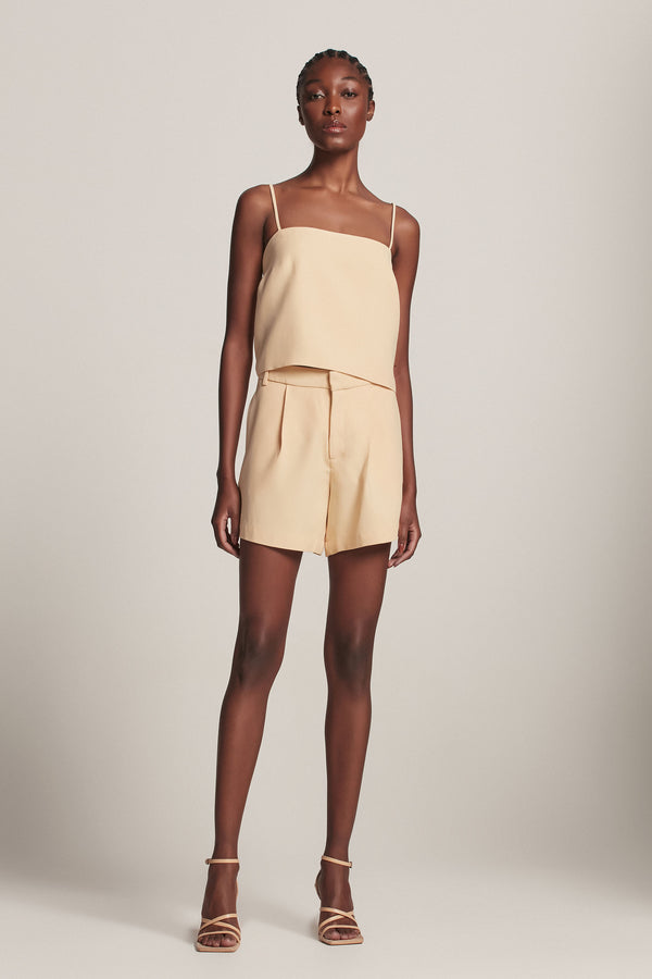 SHORTS CREPE AMARELO CLARO CÓS TRICOLINE (8157846438115)
