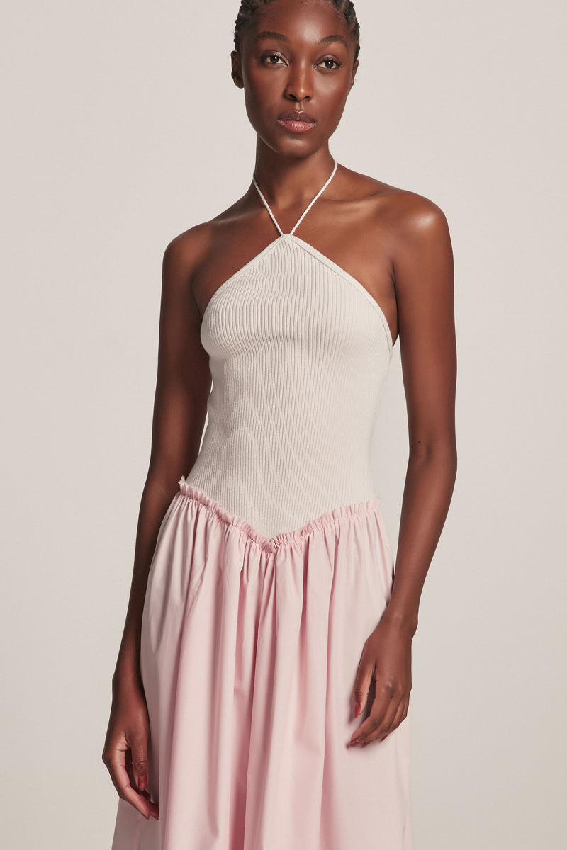 VESTIDO FRENTE ÚNICA TRICOT SAIA TRICOLINE ROSA (8157847224547)