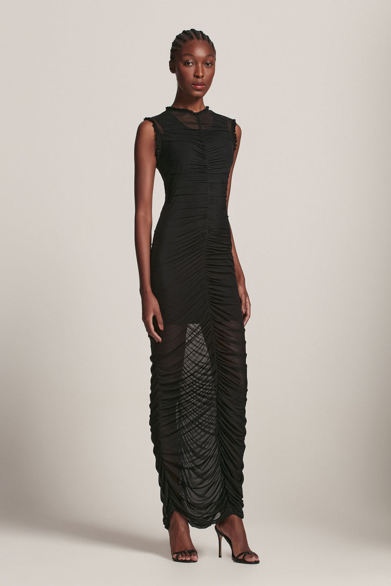 Micro Tule Vestido Tule Preto Longo Vestido Longo De Festa Premium