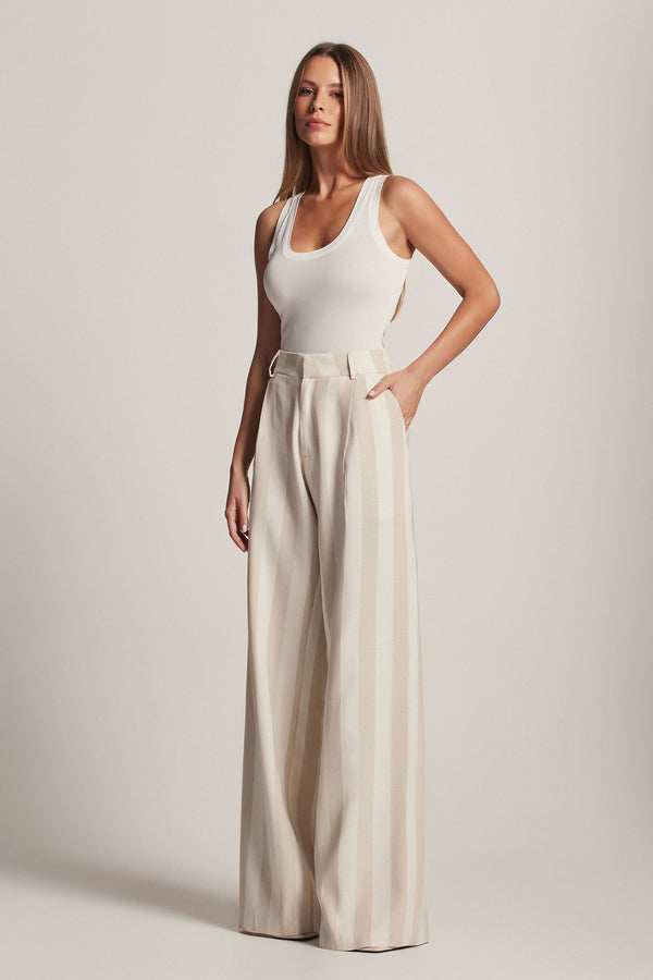 CALÇA PANTALONA LINHO LISTRADO NATURAL (8157844799715)