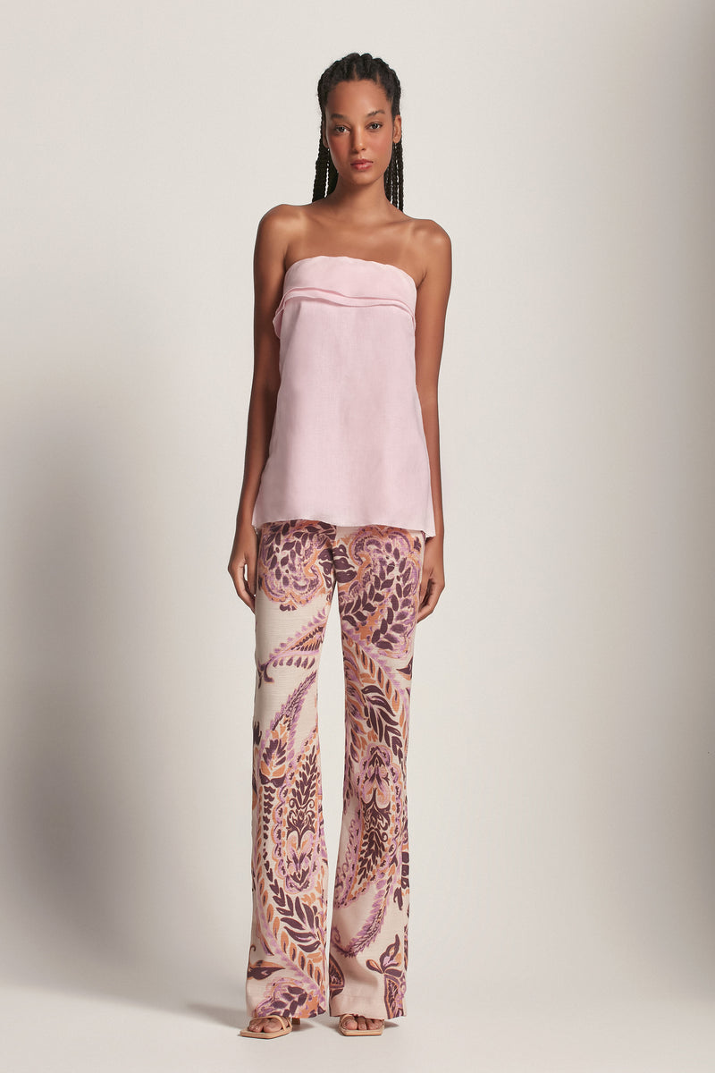 CALÇA LINHO ESTAMPA PAISLEY ROSA E MARROM (8193357086947)