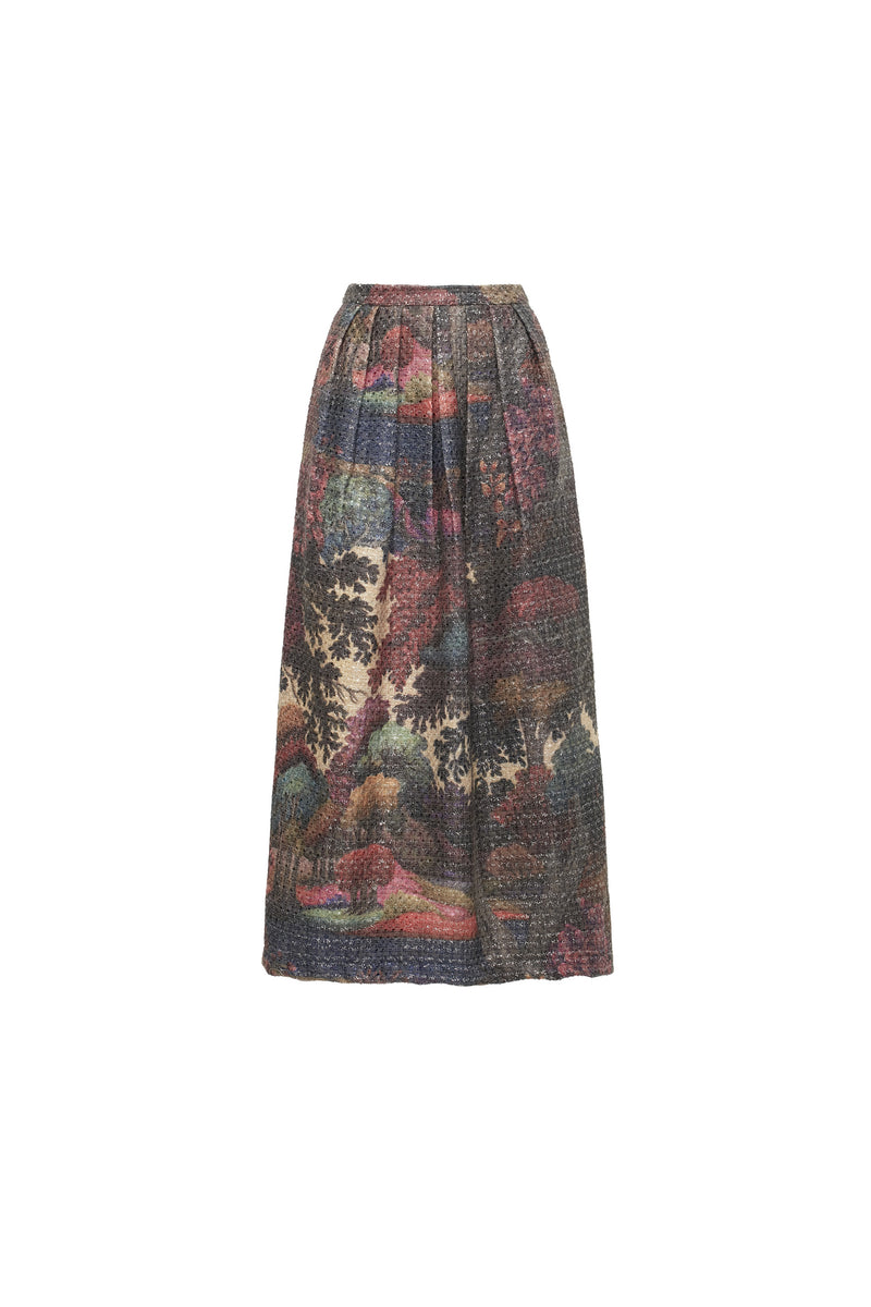 SAIA LONGA PREGAS TWEED ESTAMPA FLORESTA COLORIDA (8319873974499)
