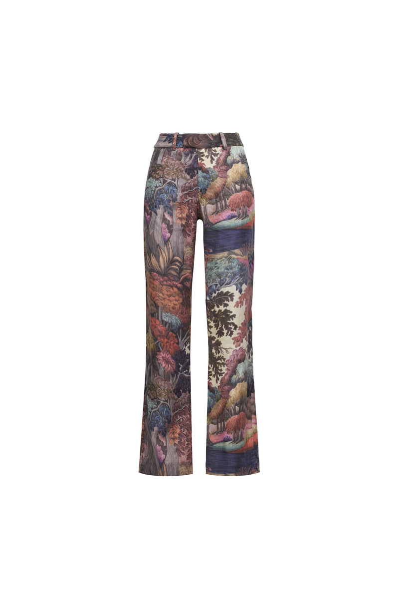 CALÇA LINHO RETA ESTAMPA FLORESTA COLORIDA (8319870927075)