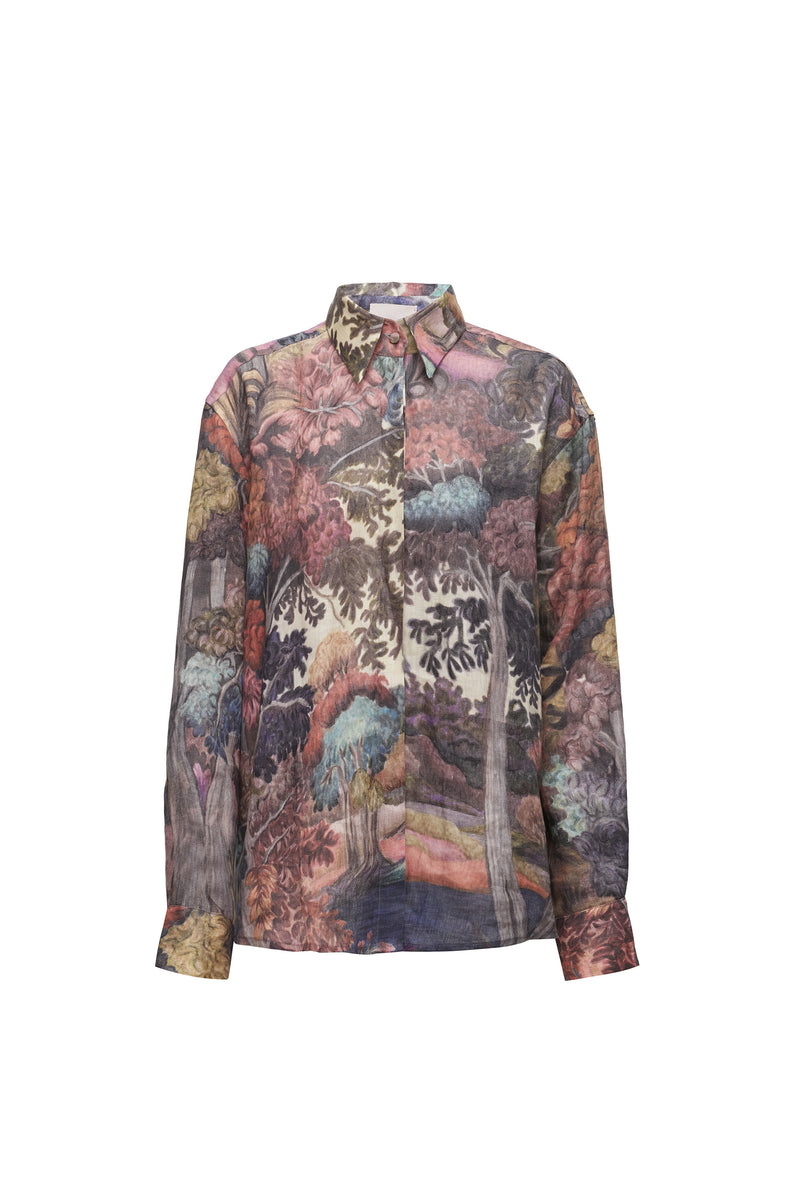 CAMISA LINHO ESTAMPA FLORESTA COLORIDA (8319872041187)