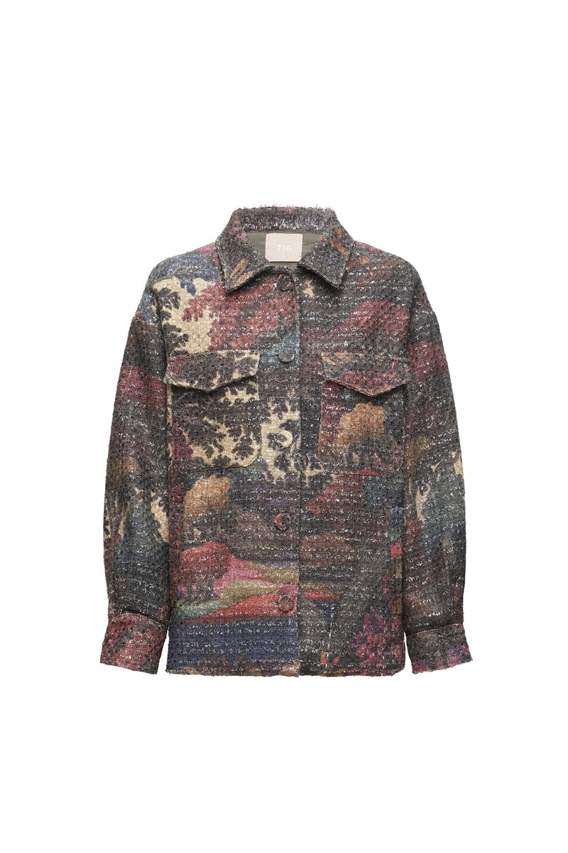 CAMISÃO TWEED ESTAMPA FLORESTA COLORIDA (8319872368867)