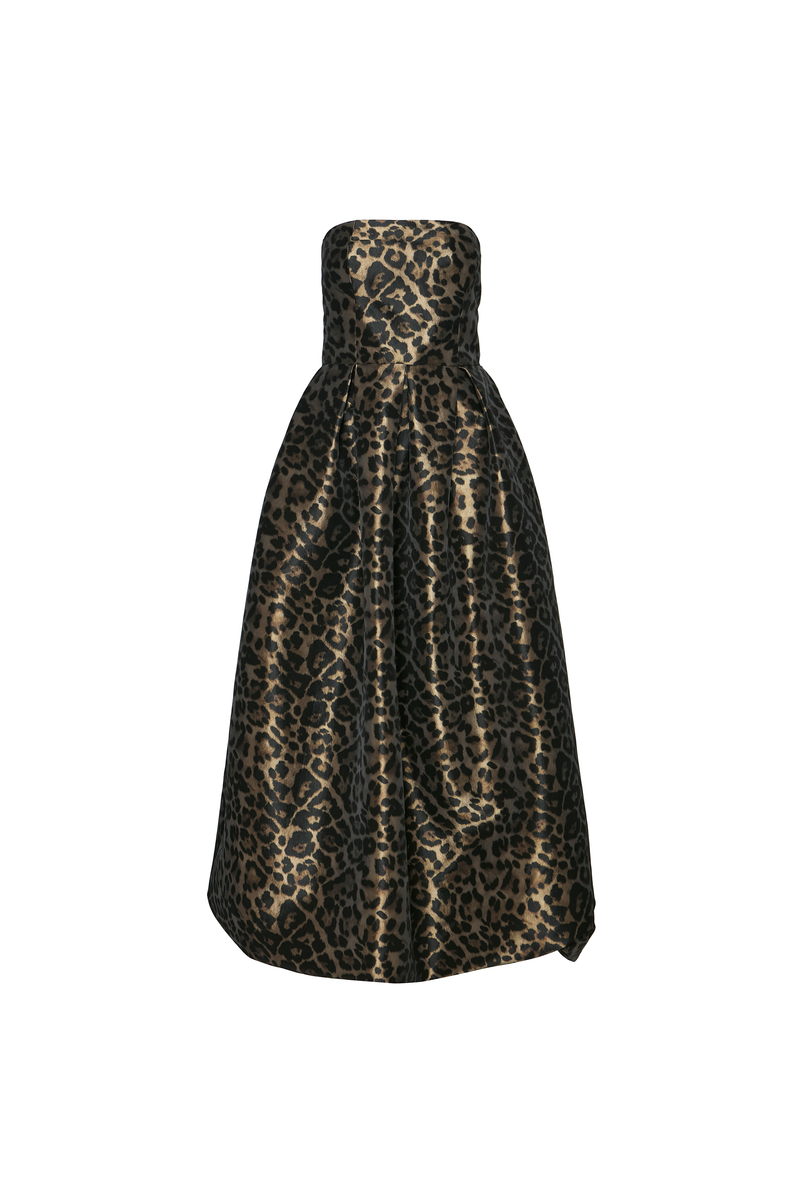 VESTIDO LONGO BALONÊ TOMARA QUE CAIA TAFETÁ ONÇA (8784859201763)
