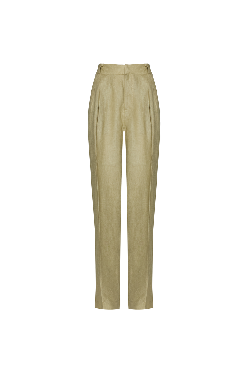 CALÇA LINHO PREGAS VERDE BAMBU (8784854941923)