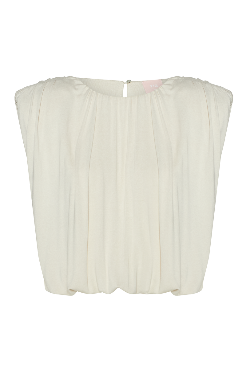 BLUSA DRAPEADA SEM MANGA MALHA BEGE (8784853205219)