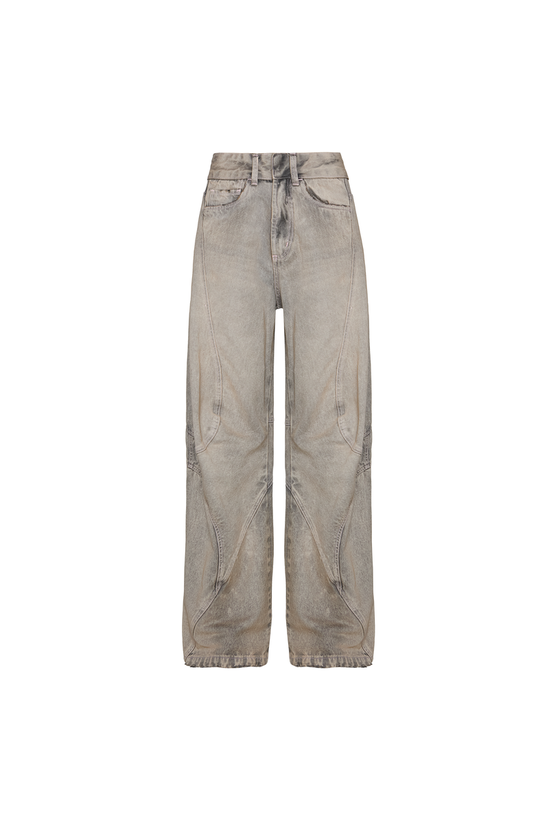 CALÇA JEANS CINZA RECORTES (8811319656675)