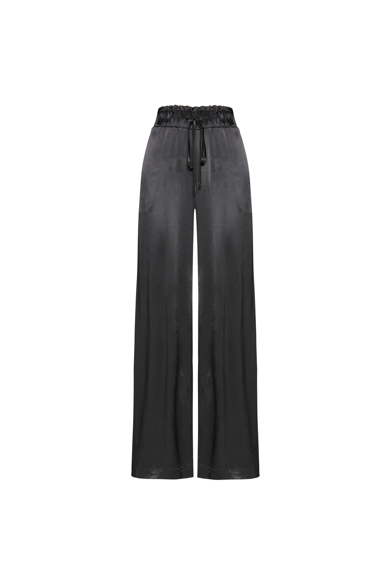 CALÇA CÓS ELÁSTICO CETIM PRETO (8809476980963)