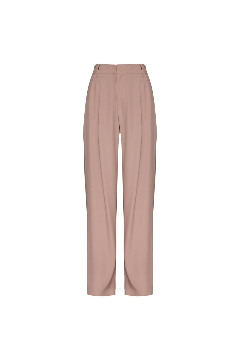CALÇA ALFAIATARIA PREGAS CREPE PATOU MOCHA (8809476751587)