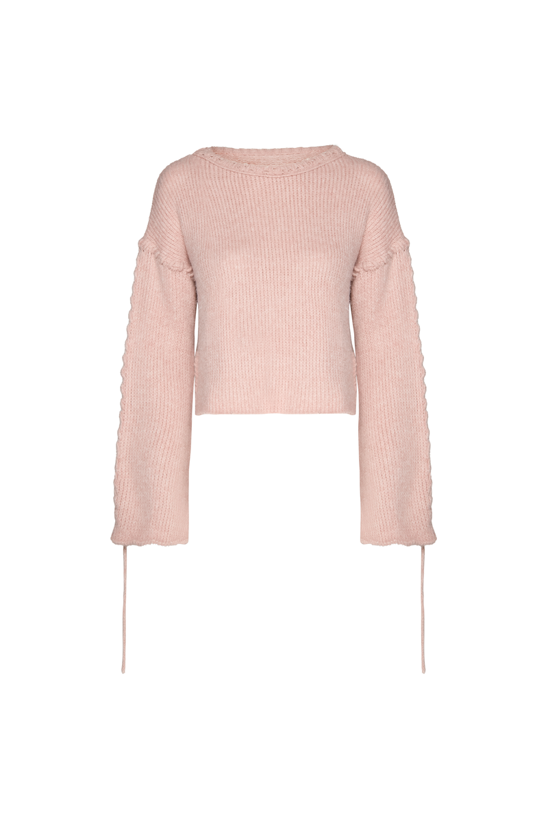 TRICOT DETALHES AMARRAÇÕES ROSA MESCLADO (8809478455523)